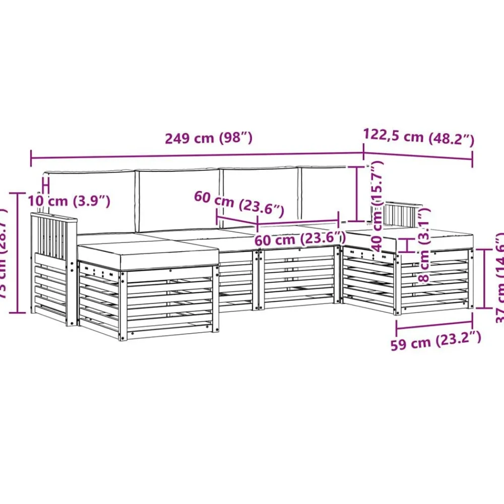 vidaXL Conjuntos De Muebles-Juegos de sofás 6 pcs Madera de Acacia Sólida