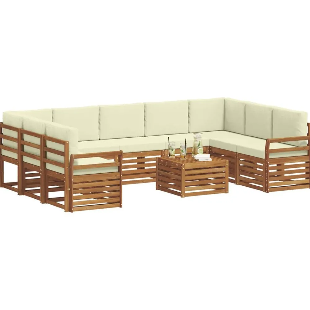 vidaXL Conjuntos De Muebles-Juegos de sofás 10 pcs Madera de Acacia Sólida