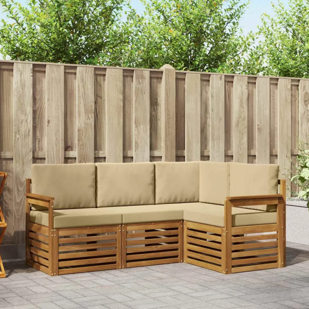 vidaXL Conjuntos De Muebles-Juegos de sofás 4 pcs Madera de Acacia Sólida