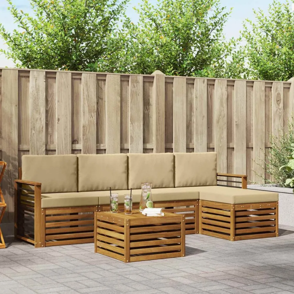 vidaXL Conjuntos De Muebles-Juegos de sofás 6 pcs Madera de Acacia Sólida
