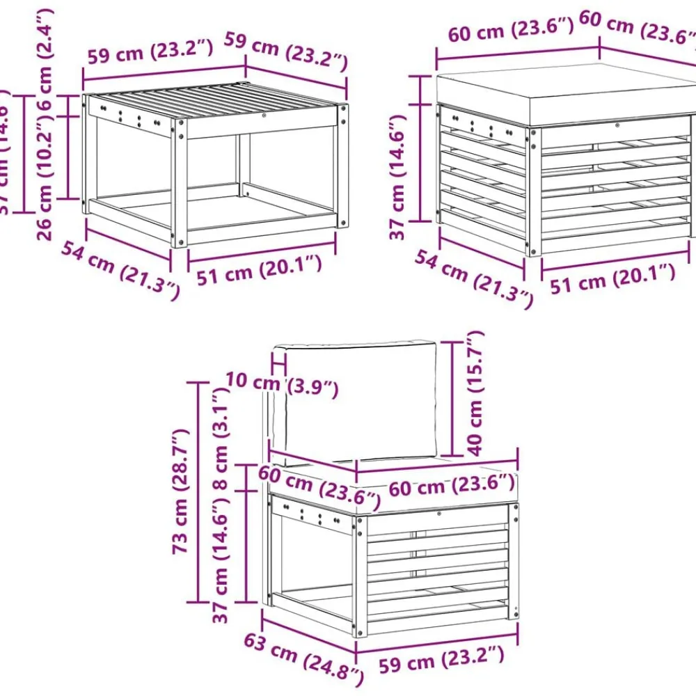 vidaXL Conjuntos De Muebles-Juegos de sofás 6 pcs Madera de Acacia Sólida