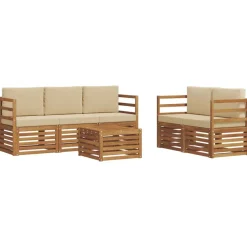 vidaXL Conjuntos De Muebles-Juegos de sofás 6 pcs Madera de Acacia Sólida