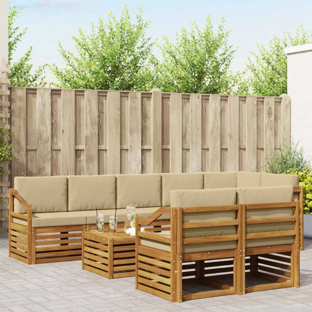 vidaXL Conjuntos De Muebles-Juegos de sofás 9 pcs Madera de Acacia Sólida