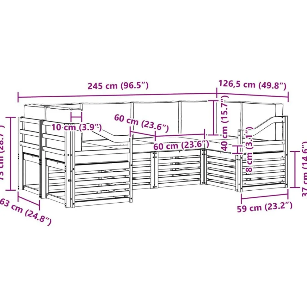 vidaXL Conjuntos De Muebles-Juegos de sofás 6 pcs Madera de Acacia Sólida