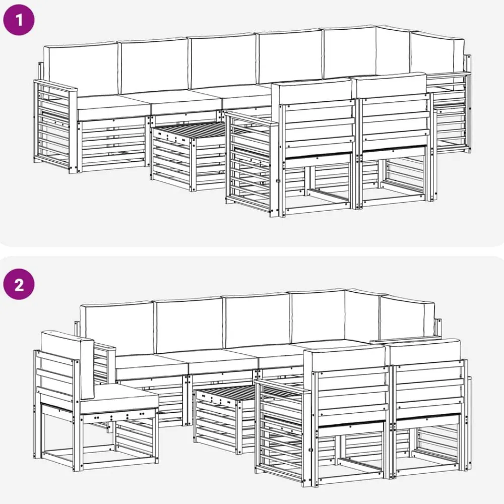 vidaXL Conjuntos De Muebles-Juegos de sofás 9 pcs Madera de Acacia Sólida