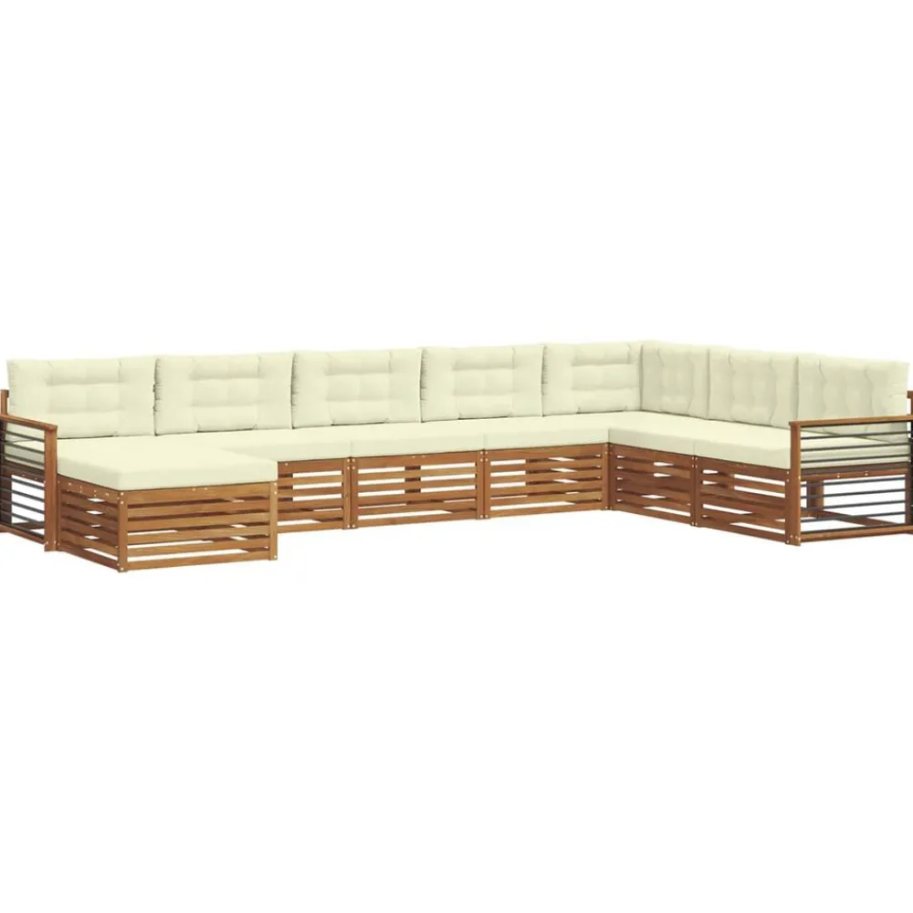 vidaXL Juegos de sofás 8 pcs Madera de Acacia Sólida Natural y crema Outlet