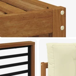vidaXL Juegos de sofás 8 pcs Madera de Acacia Sólida Natural y crema Outlet