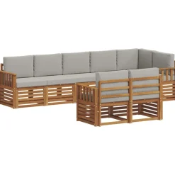 vidaXL Juegos de sofás con cojín 8 pcs Gris Natural y Claro Gris claro y natural