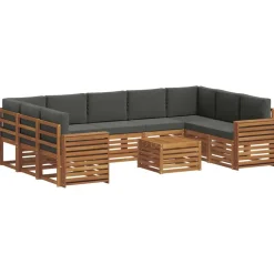 vidaXL Juegos de sofás con cojín 10 pcs Natural y antracita Sale