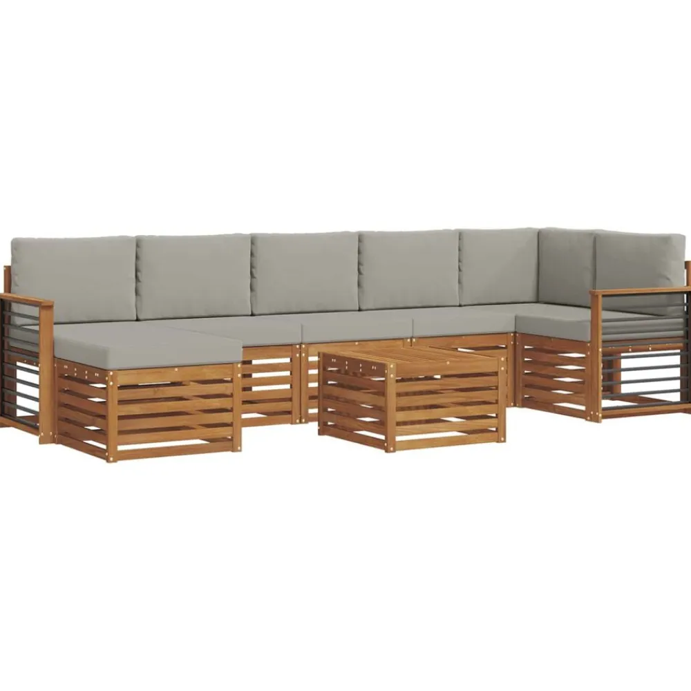 vidaXL Juegos de sofás con cojín 8 pcs Gris Natural y Claro Gris claro y natural Sale