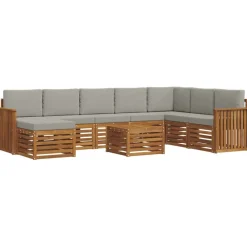vidaXL Conjuntos De Muebles-Juegos de sofás con cojín 9 pcs Gris Natural y Claro