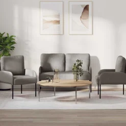 vidaXL Juegos de sofás con cojín 3 pcs 115 x 56 x 80 cm Taupé Clearance