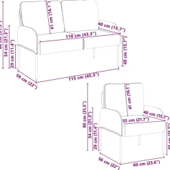 vidaXL Juegos de sofás con cojín 3 pcs 115 x 56 x 80 cm Taupé Clearance