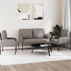 vidaXL Juegos de sofás con cojín 3 pcs 115 x 56 x 80 cm Taupé Clearance