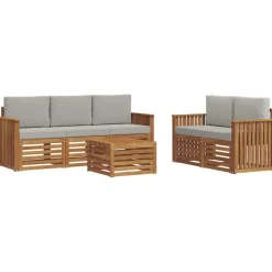 vidaXL Conjuntos De Muebles-Juegos de sofás con cojín 6 pcs Gris Natural y Claro