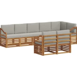 vidaXL Juegos de sofás con cojín 8 pcs Gris Natural y Claro Gris claro y natural Best