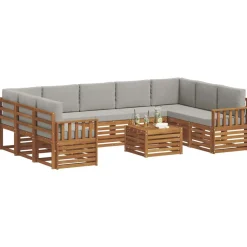 vidaXL Conjuntos De Muebles-Juegos de sofás con cojín 10 pcs Gris Natural y Claro