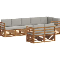 vidaXL Conjuntos De Muebles-Juegos de sofás con cojín 8 pcs Gris Natural y Claro