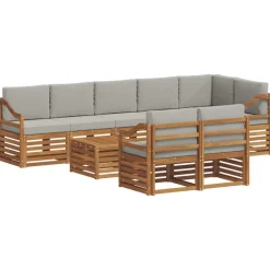vidaXL Juegos de sofás con cojín 9 pcs Gris Natural y Claro Gris claro y natural Sale
