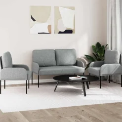 vidaXL Juegos de sofás con cojín 3 pcs 115 x 56 x 80 cm Gris claro Best