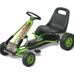vidaXL Kart con pedales asiento ajustable Verde Hot