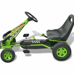 vidaXL Kart con pedales asiento ajustable Verde Hot