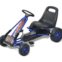 vidaXL Kart con pedales asiento ajustable Azul
