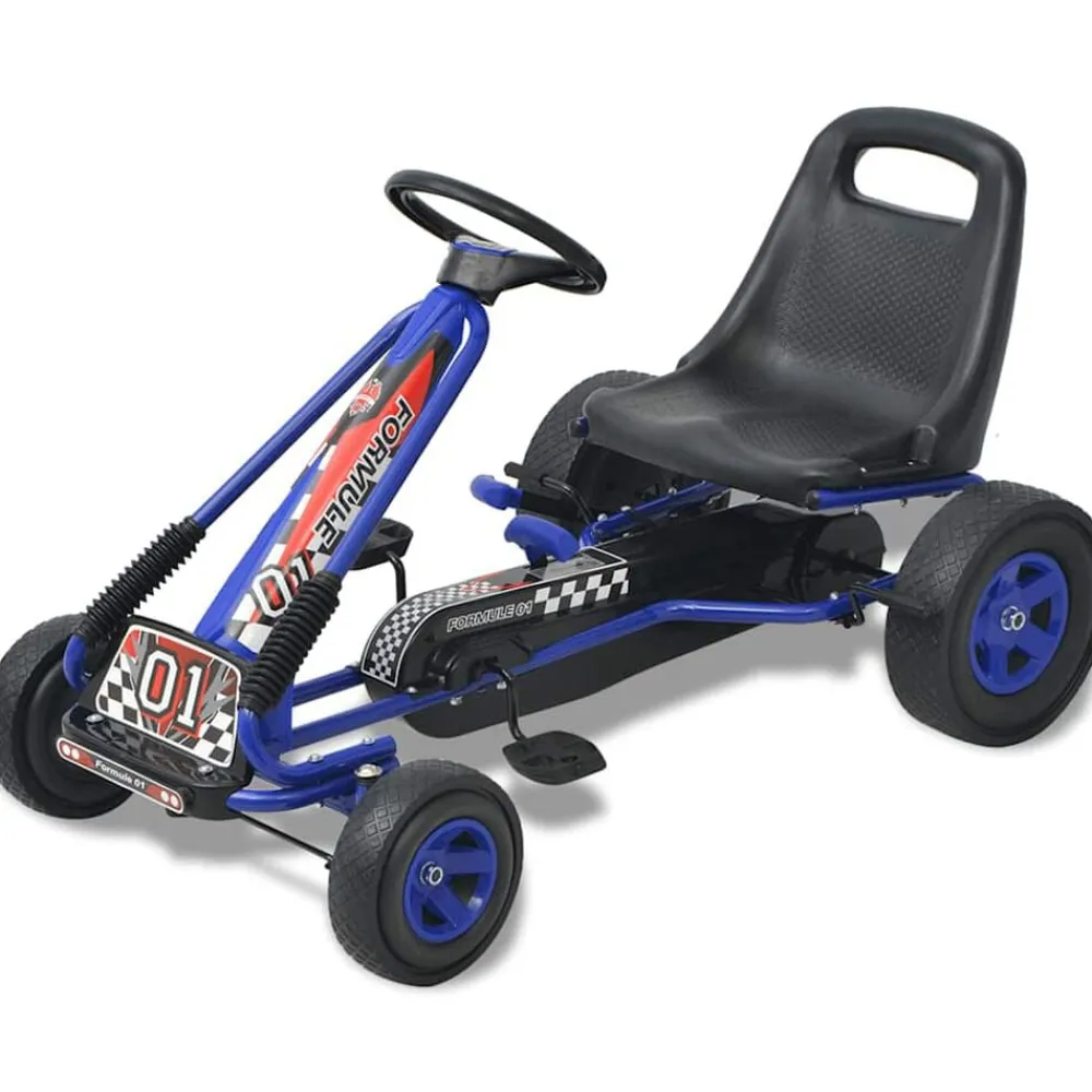 vidaXL Kart con pedales asiento ajustable Azul