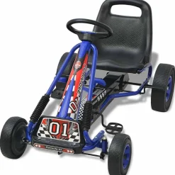 vidaXL Kart con pedales asiento ajustable Azul