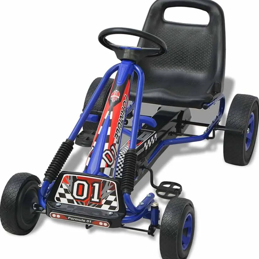 vidaXL Kart con pedales asiento ajustable Azul