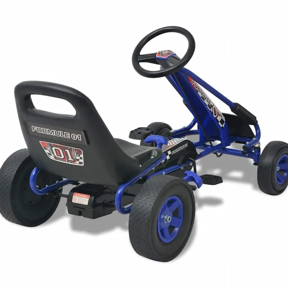 vidaXL Kart con pedales asiento ajustable Azul