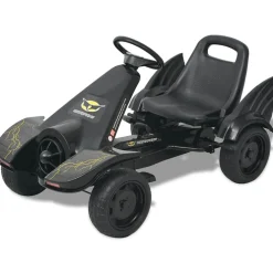vidaXL Juguetes-Kart con pedales y asiento ajustable negro