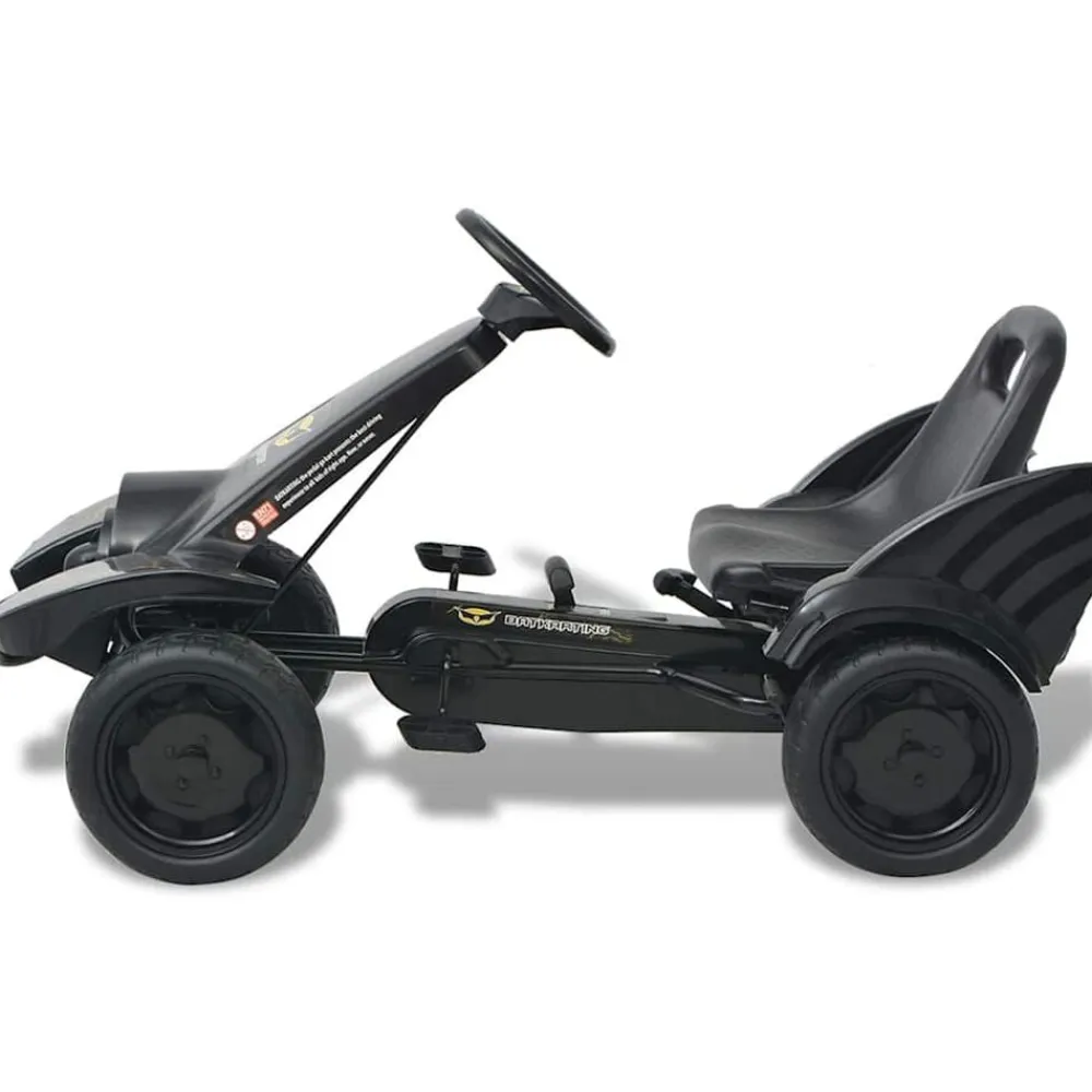 vidaXL Juguetes-Kart con pedales y asiento ajustable negro
