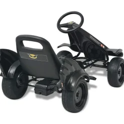 vidaXL Juguetes-Kart con pedales y asiento ajustable negro