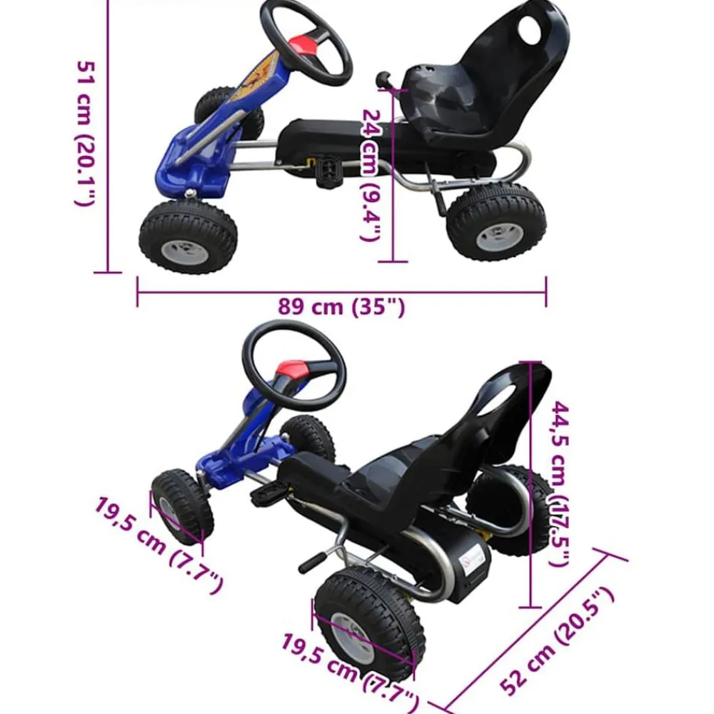 vidaXL Kart correpasillos con pedales Azul Clearance