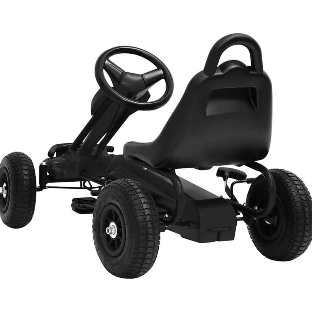 vidaXL Kart de pedales con neumáticos Negro Hot