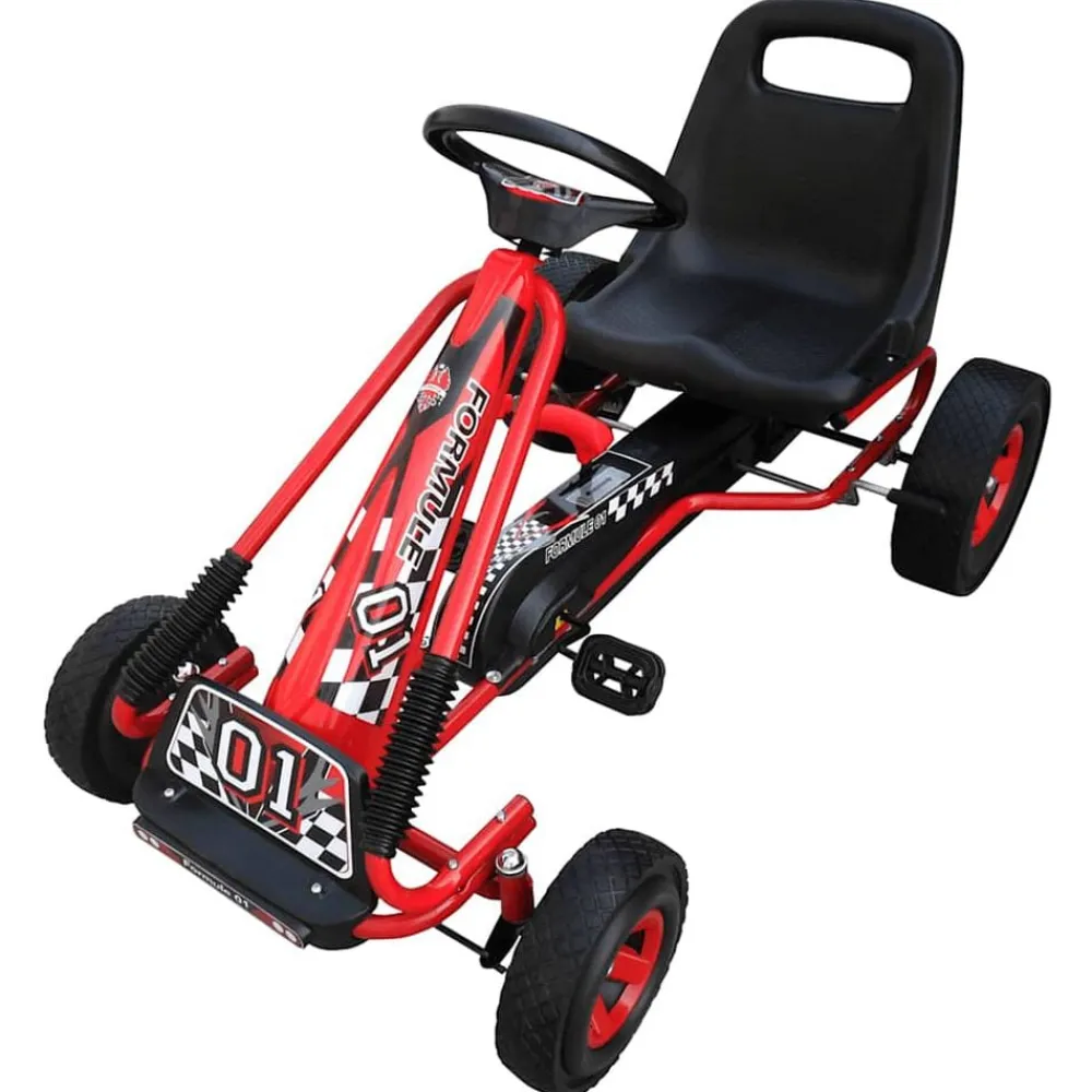 vidaXL Juguetes-Kart para niños con pedales rojo