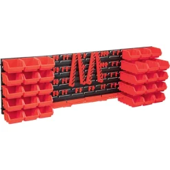 vidaXL Accesorios De Bricolaje-Kit de cajas de almacenaje 80 pzas paneles de pared rojo negro