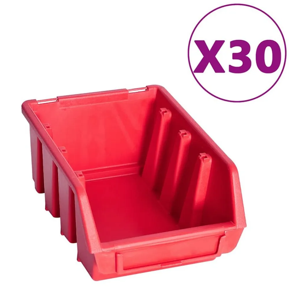 vidaXL Kit de cajas de almacenaje 136 pzas paneles de pared rojo/negro Hot