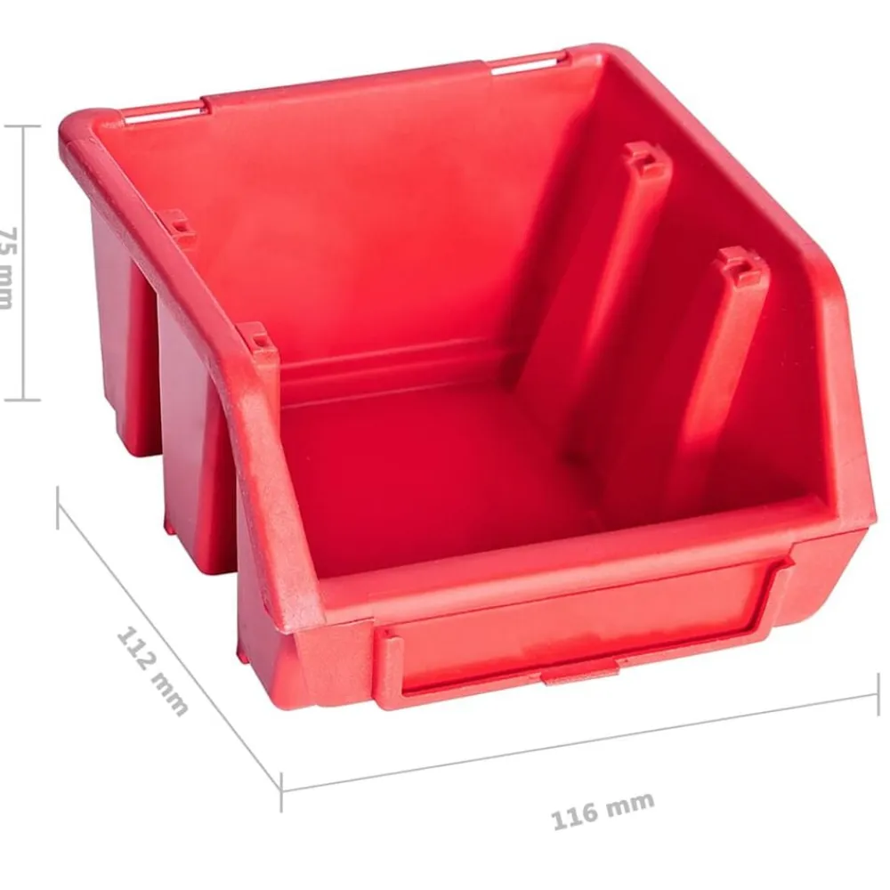 vidaXL Kit de cajas de almacenaje 136 pzas paneles de pared rojo/negro Hot