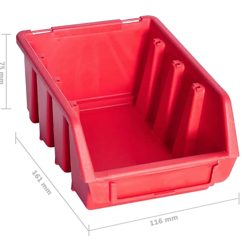 vidaXL Kit de cajas de almacenaje 136 pzas paneles de pared rojo/negro Hot