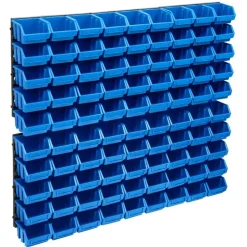 vidaXL Kit de cajas de almacenaje 96 pzas paneles de pared negro Azul Discount