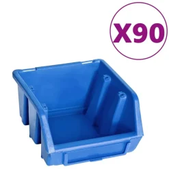 vidaXL Kit de cajas de almacenaje 96 pzas paneles de pared negro Azul Discount