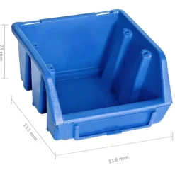 vidaXL Kit de cajas de almacenaje 96 pzas paneles de pared negro Azul Discount