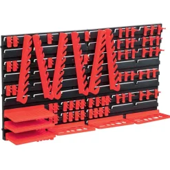 vidaXL Accesorios De Bricolaje-Kit de cajas de almacenaje 96 pzas paneles de pared rojo negro