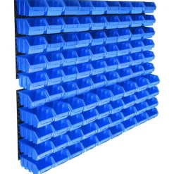 vidaXL Kit de cajas de almacenaje 96 piezas con paneles de pared Azul