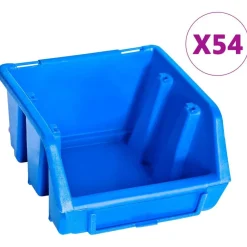 vidaXL Kit de cajas de almacenaje 96 piezas con paneles de pared Azul
