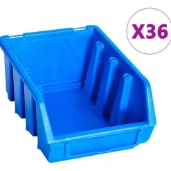 vidaXL Kit de cajas de almacenaje 96 piezas con paneles de pared Azul