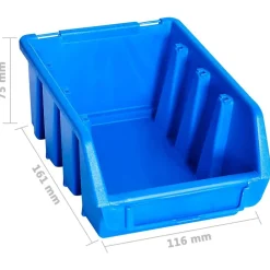 vidaXL Kit de cajas de almacenaje 96 piezas con paneles de pared Azul