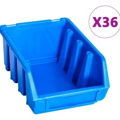 vidaXL Kit de cajas de almacenaje 96 piezas con paneles de pared Azul